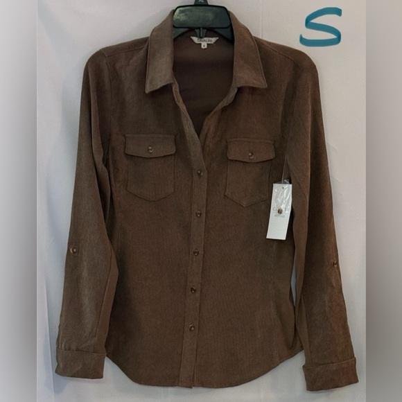 Cavalini Tops - Cavalini Women's Casual Brown Button Down Shirt